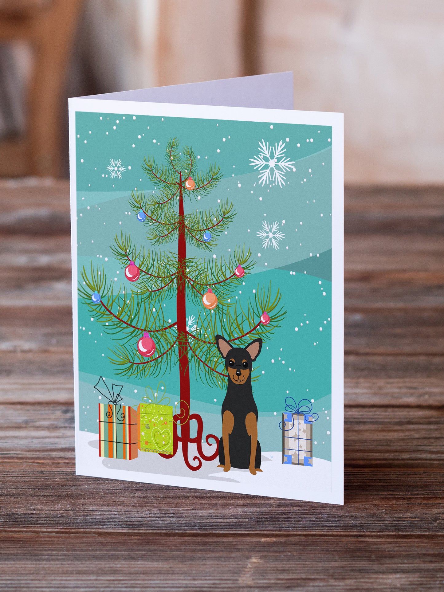 Merry Christmas Tree Manchester Terrier Greeting Cards Pack of 8