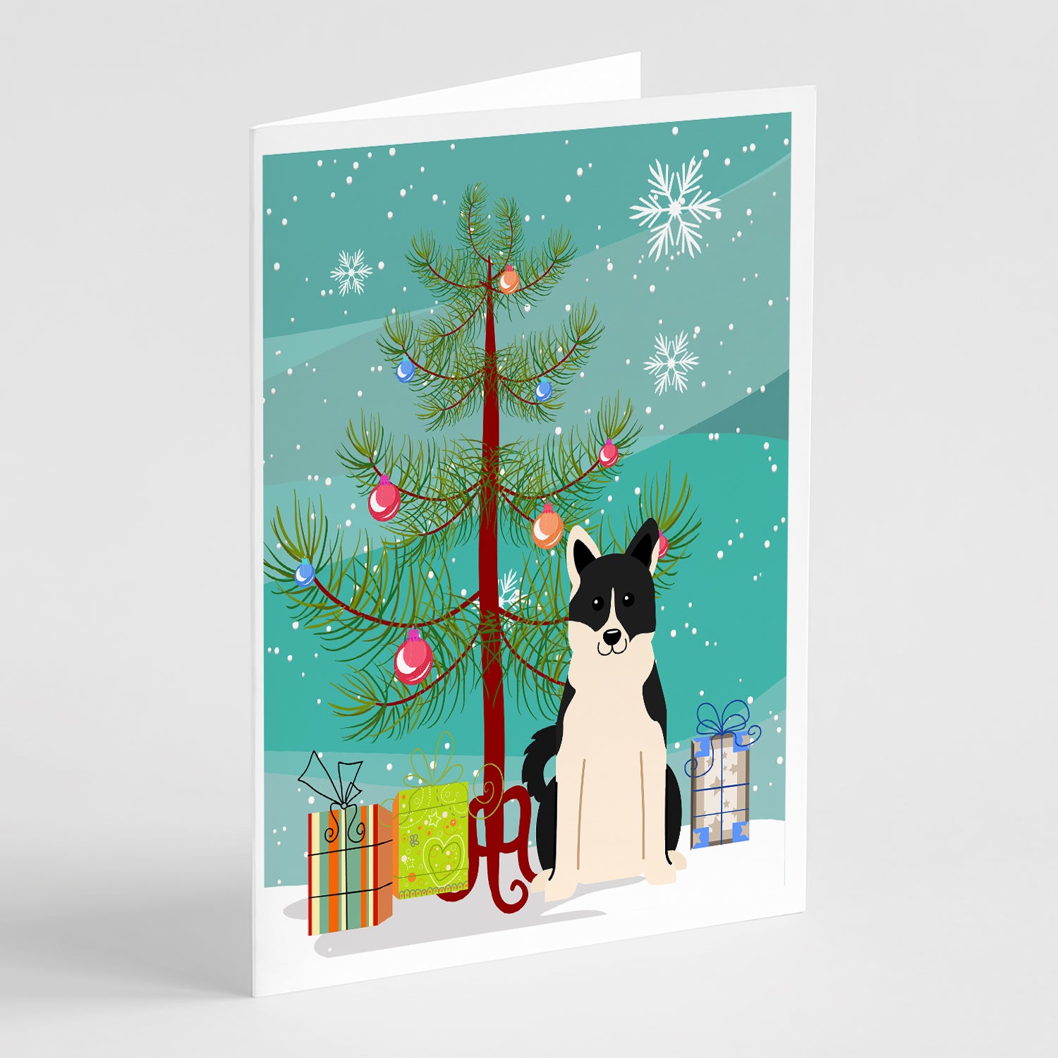 Buy this Merry Christmas Tree Russo-European Laika Spitz Greeting Cards Pack of 8