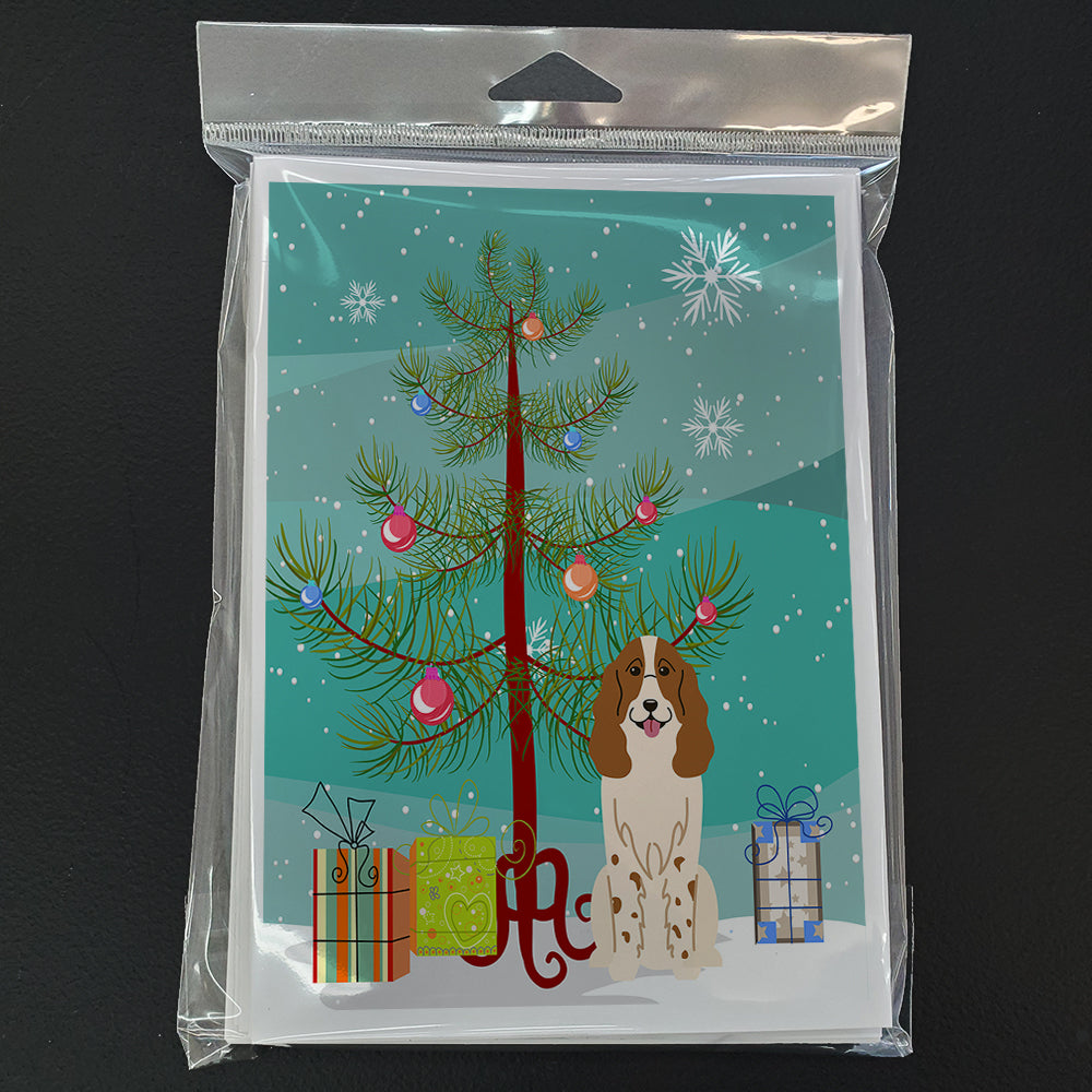 Merry Christmas Tree Russian Spaniel Greeting Cards Pack of 8