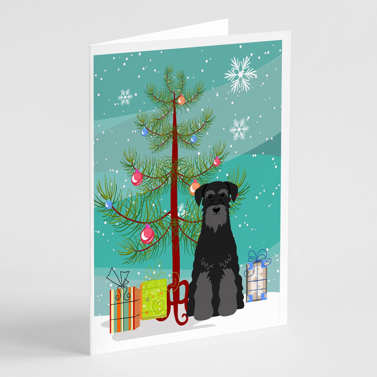 Buy this Merry Christmas Tree Standard Schnauzer Black Greeting Cards Pack of 8