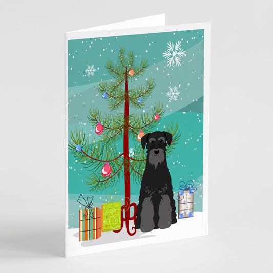 Buy this Merry Christmas Tree Standard Schnauzer Black Greeting Cards Pack of 8