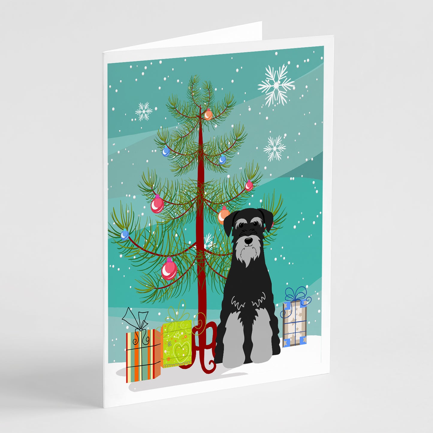 Buy this Merry Christmas Tree Standard Schnauzer Black Grey Greeting Cards Pack of 8