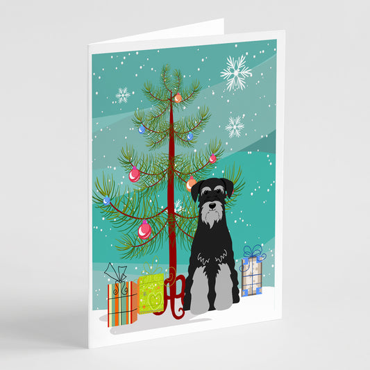 Buy this Merry Christmas Tree Standard Schnauzer Black Grey Greeting Cards Pack of 8