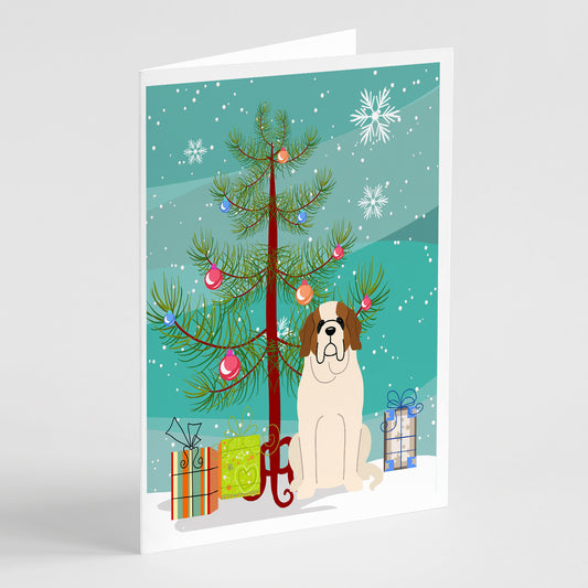 Buy this Merry Christmas Tree Saint Bernard Greeting Cards Pack of 8