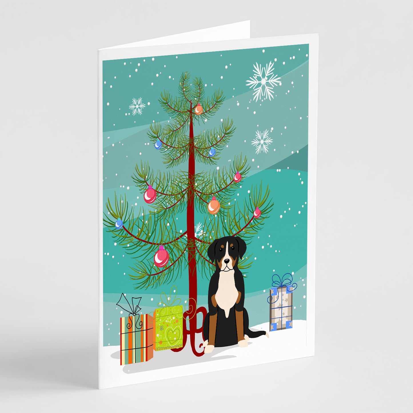 Buy this Merry Christmas Tree Greater Swiss Mountain Dog Greeting Cards Pack of 8