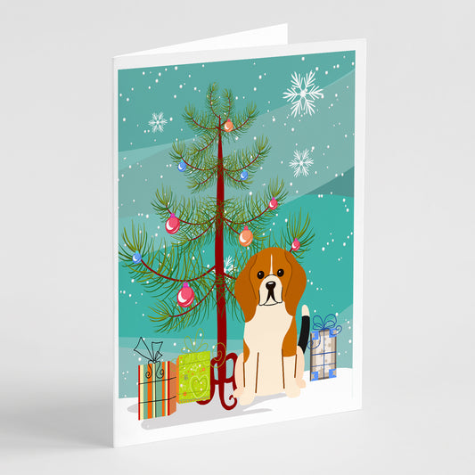 Buy this Merry Christmas Tree Beagle Tricolor Greeting Cards Pack of 8