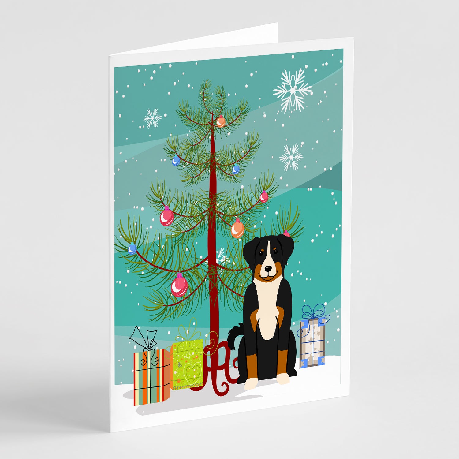 Buy this Merry Christmas Tree Appenzeller Sennenhund Greeting Cards Pack of 8
