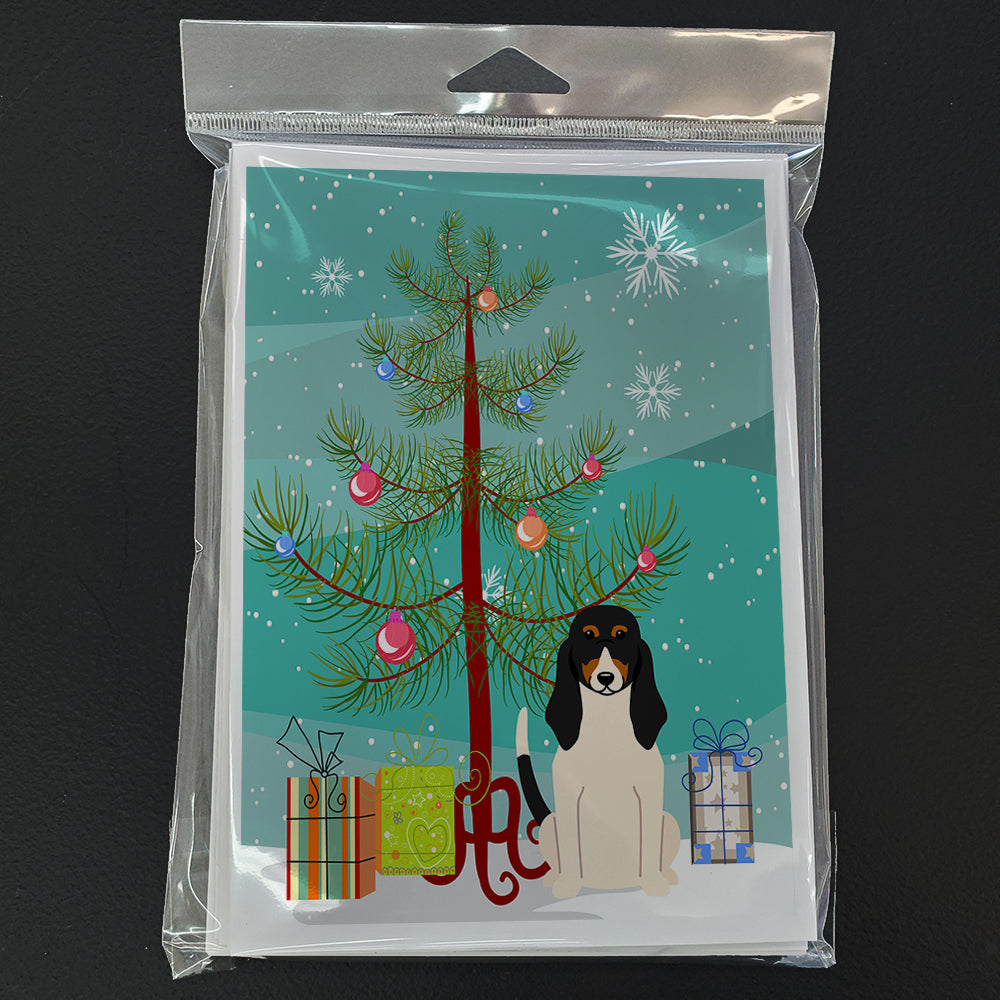 Merry Christmas Tree Swiss Hound Greeting Cards Pack of 8