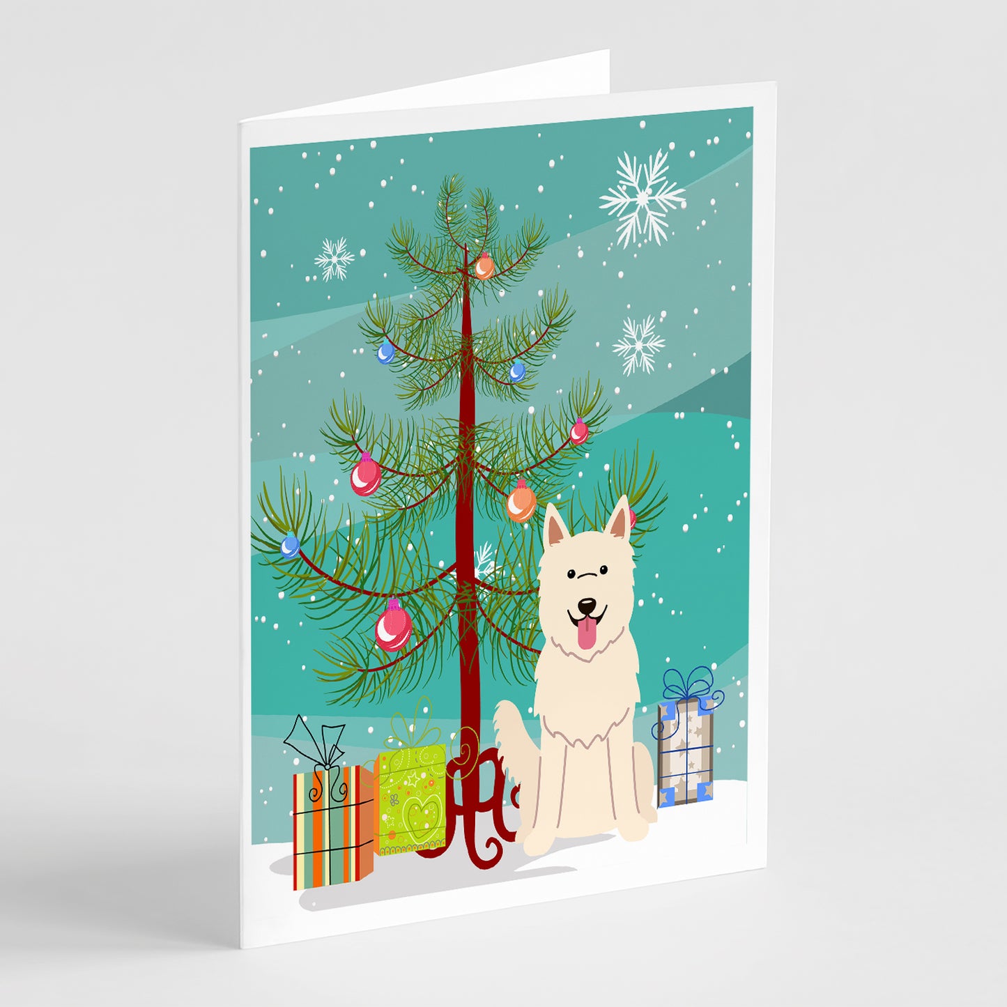 Buy this Merry Christmas Tree White German Shepherd Greeting Cards Pack of 8