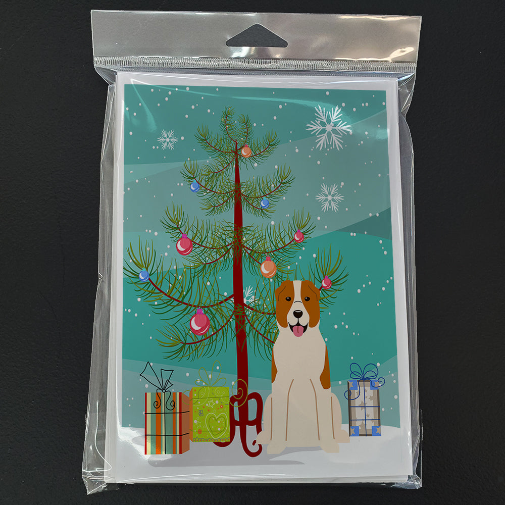 Merry Christmas Tree Central Asian Shepherd Dog Greeting Cards Pack of 8