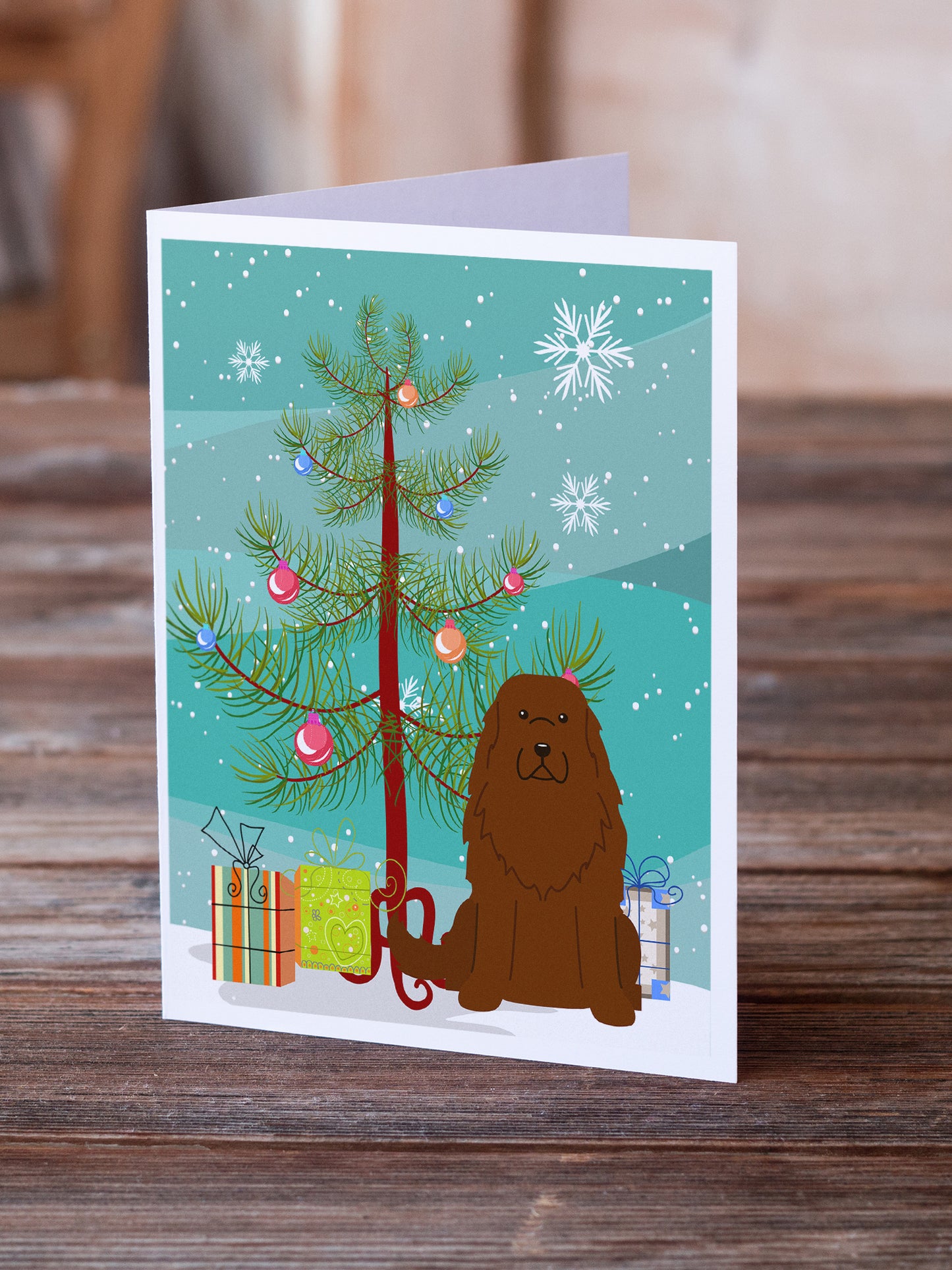 Merry Christmas Tree Caucasian Shepherd Dog Greeting Cards Pack of 8