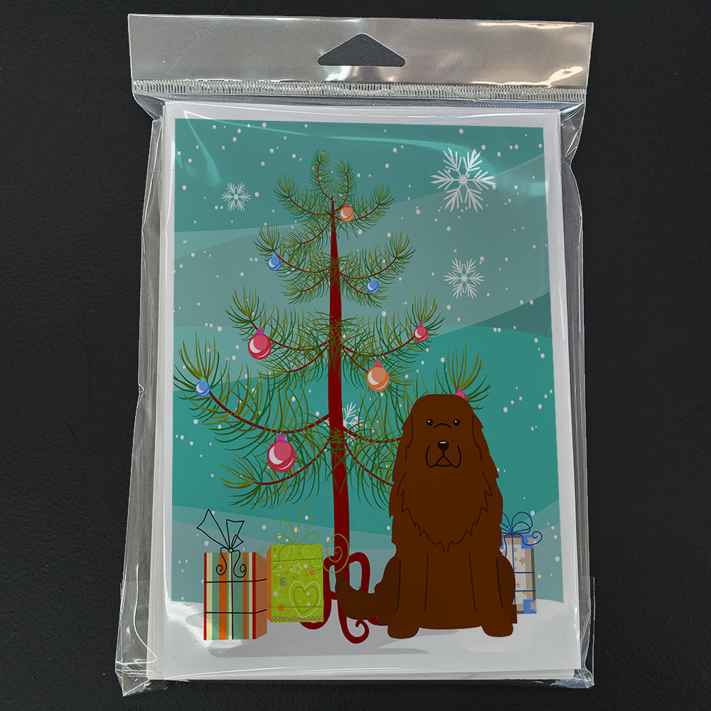 Merry Christmas Tree Caucasian Shepherd Dog Greeting Cards Pack of 8