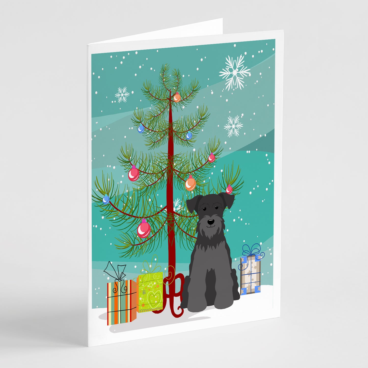 Buy this Merry Christmas Tree Miniature Schnauzer Black Greeting Cards Pack of 8