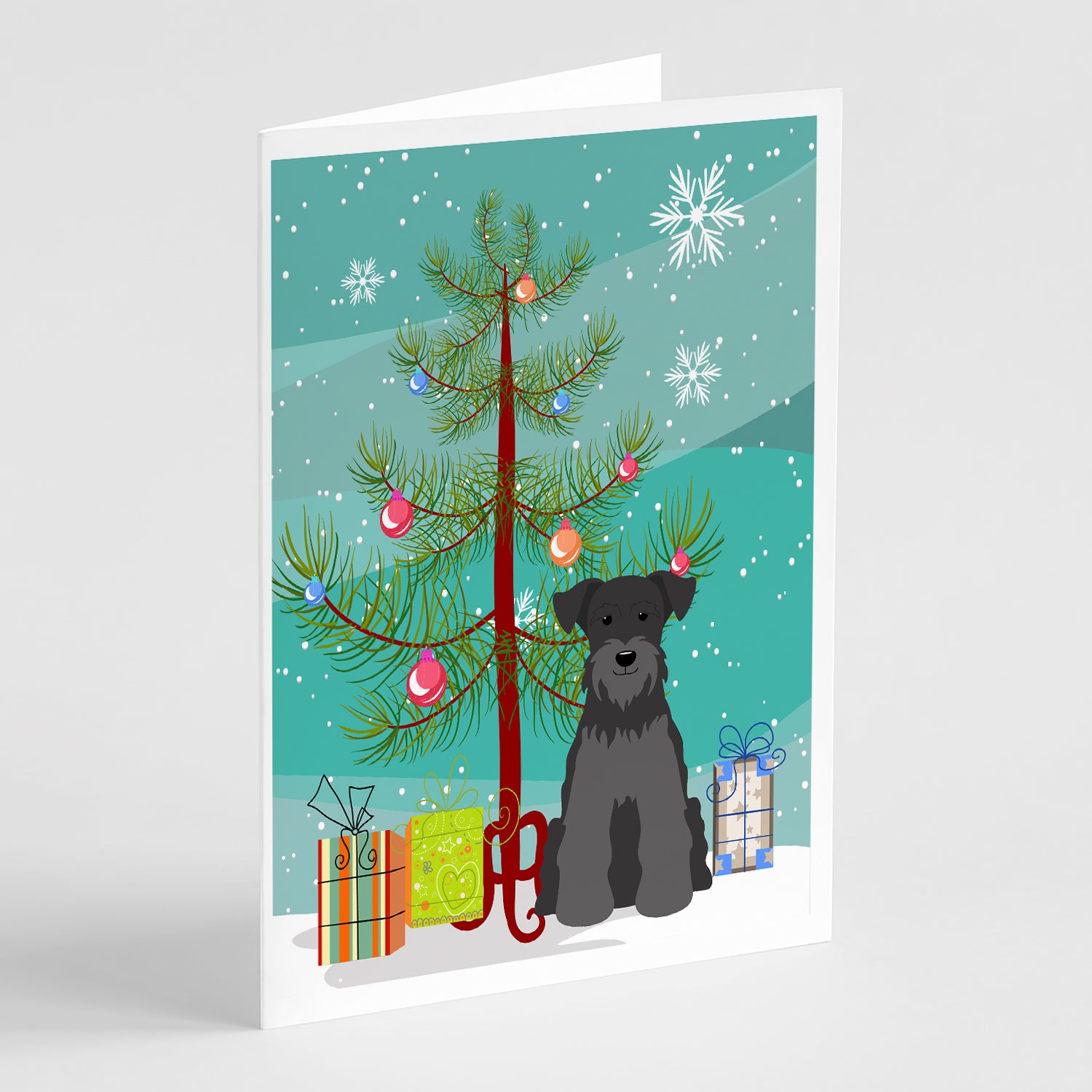 Buy this Merry Christmas Tree Miniature Schnauzer Black Greeting Cards Pack of 8