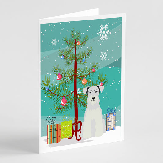 Buy this Merry Christmas Tree Miniature Schnauzer White Greeting Cards Pack of 8