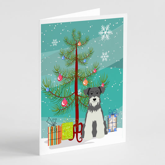 Buy this Merry Christmas Tree Miniature Schnauzer Salt and Pepper Greeting Cards Pack of 8