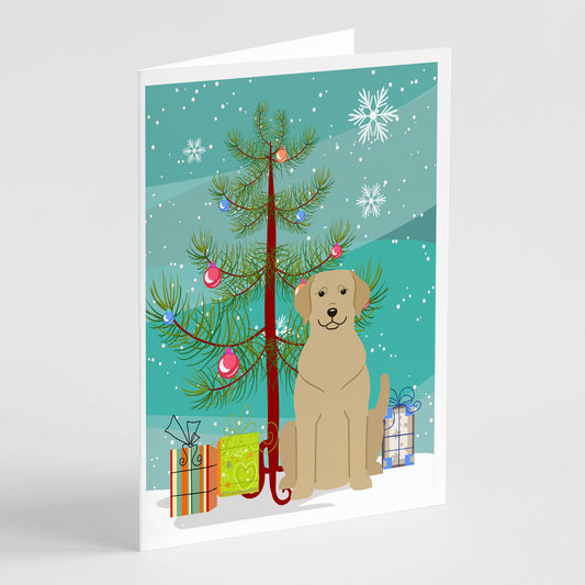Buy this Merry Christmas Tree Yellow Labrador Greeting Cards Pack of 8