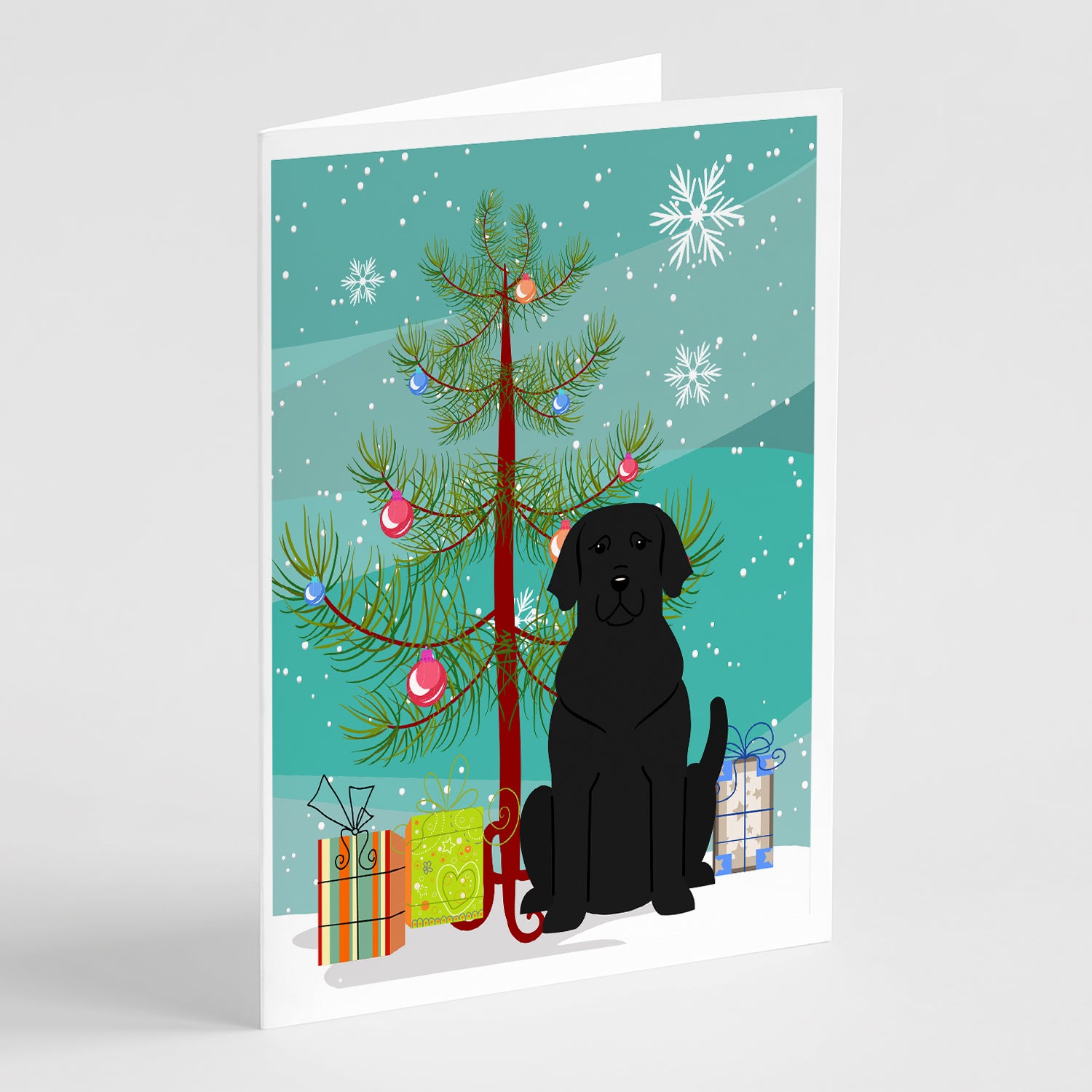 Buy this Merry Christmas Tree Black Labrador Greeting Cards Pack of 8