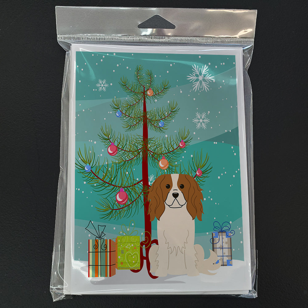 Merry Christmas Tree Cavalier Spaniel Greeting Cards Pack of 8