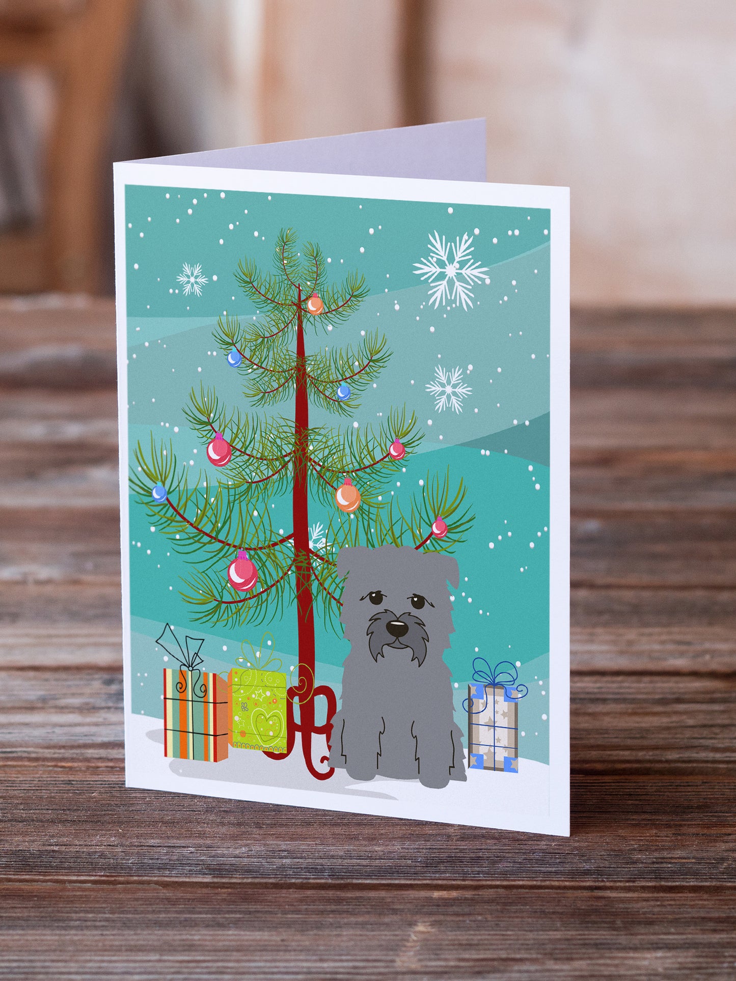 Merry Christmas Tree Glen of Imal Grey Greeting Cards Pack of 8
