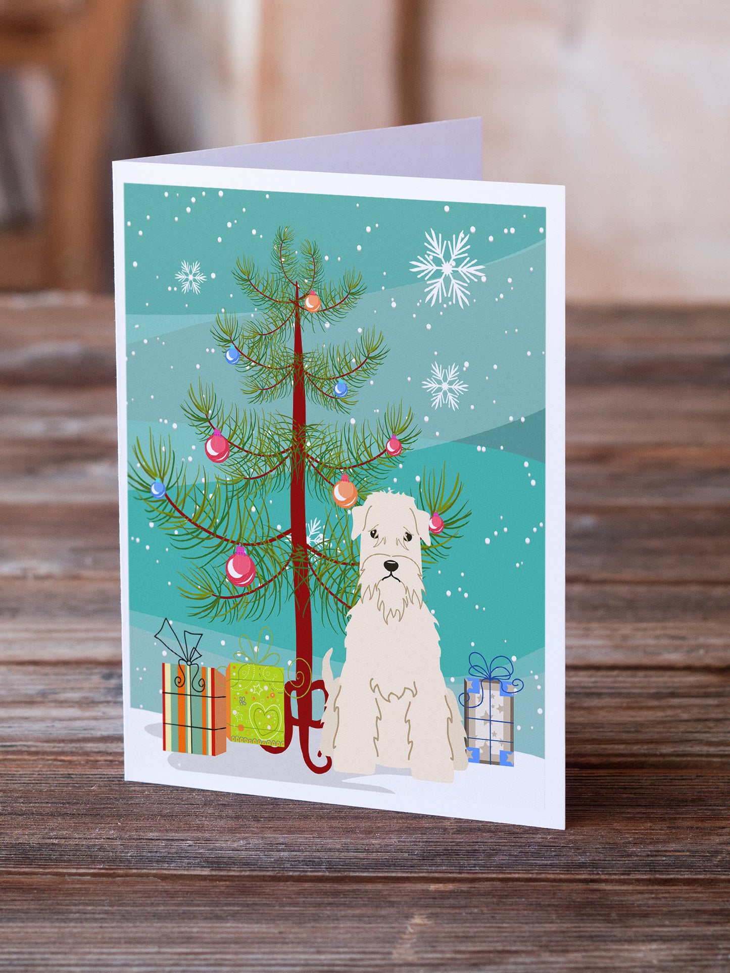 Merry Christmas Tree Soft Coated Wheaten Terrier Greeting Cards Pack of 8