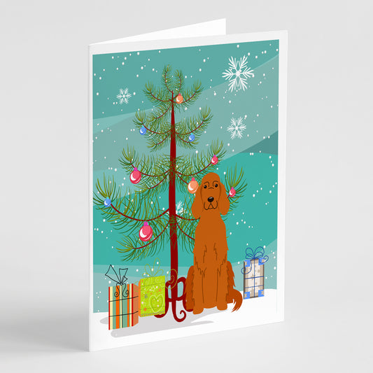 Buy this Merry Christmas Tree Irish Setter Greeting Cards Pack of 8