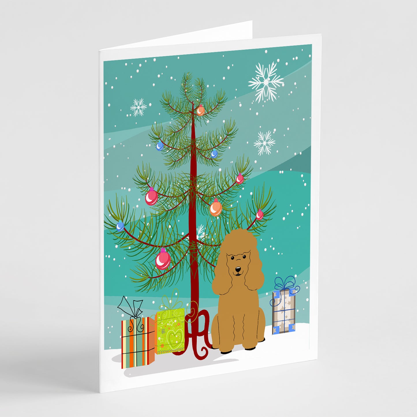 Buy this Merry Christmas Tree Poodle Tan Greeting Cards Pack of 8
