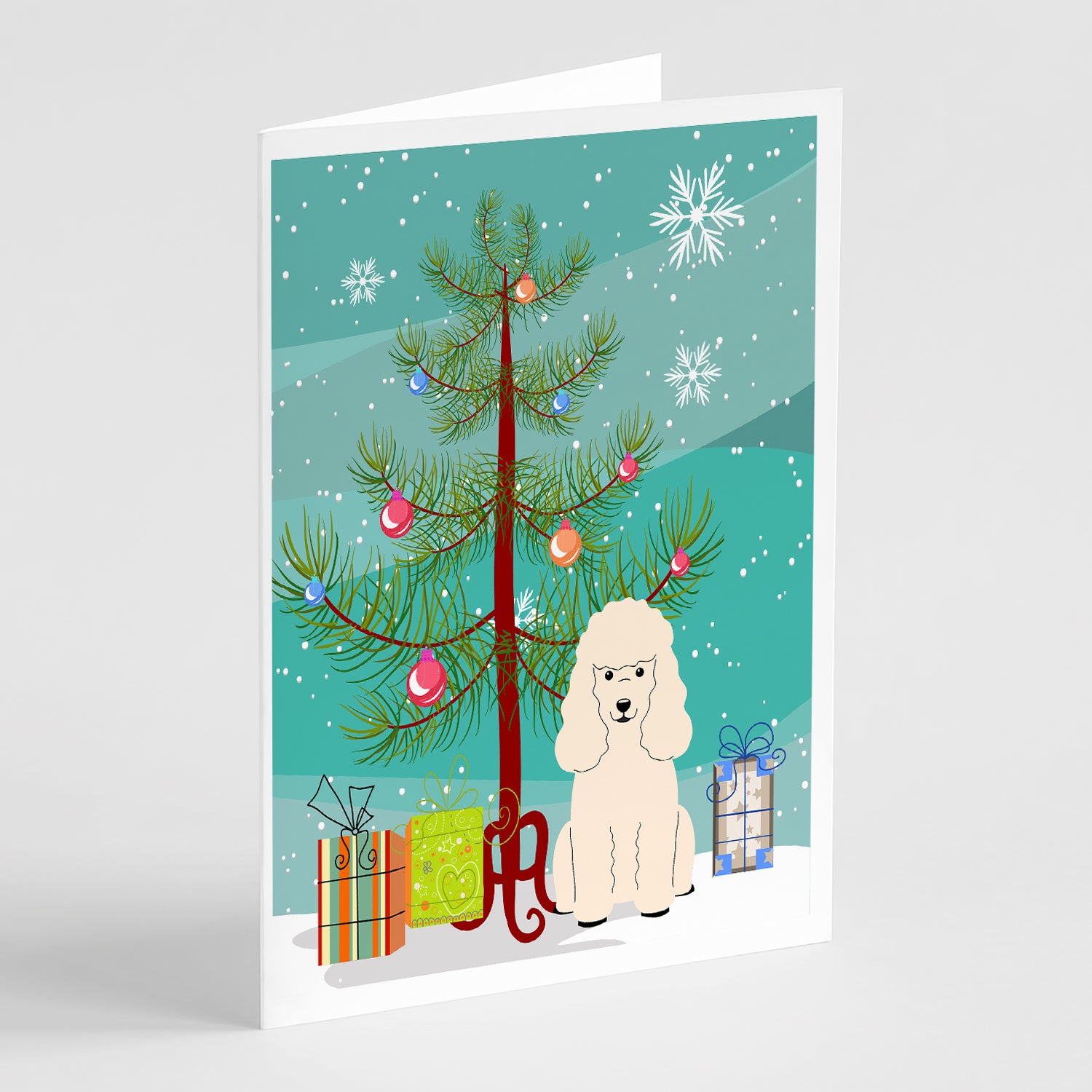 Buy this Merry Christmas Tree Poodle White Greeting Cards Pack of 8