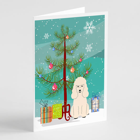 Buy this Merry Christmas Tree Poodle White Greeting Cards Pack of 8