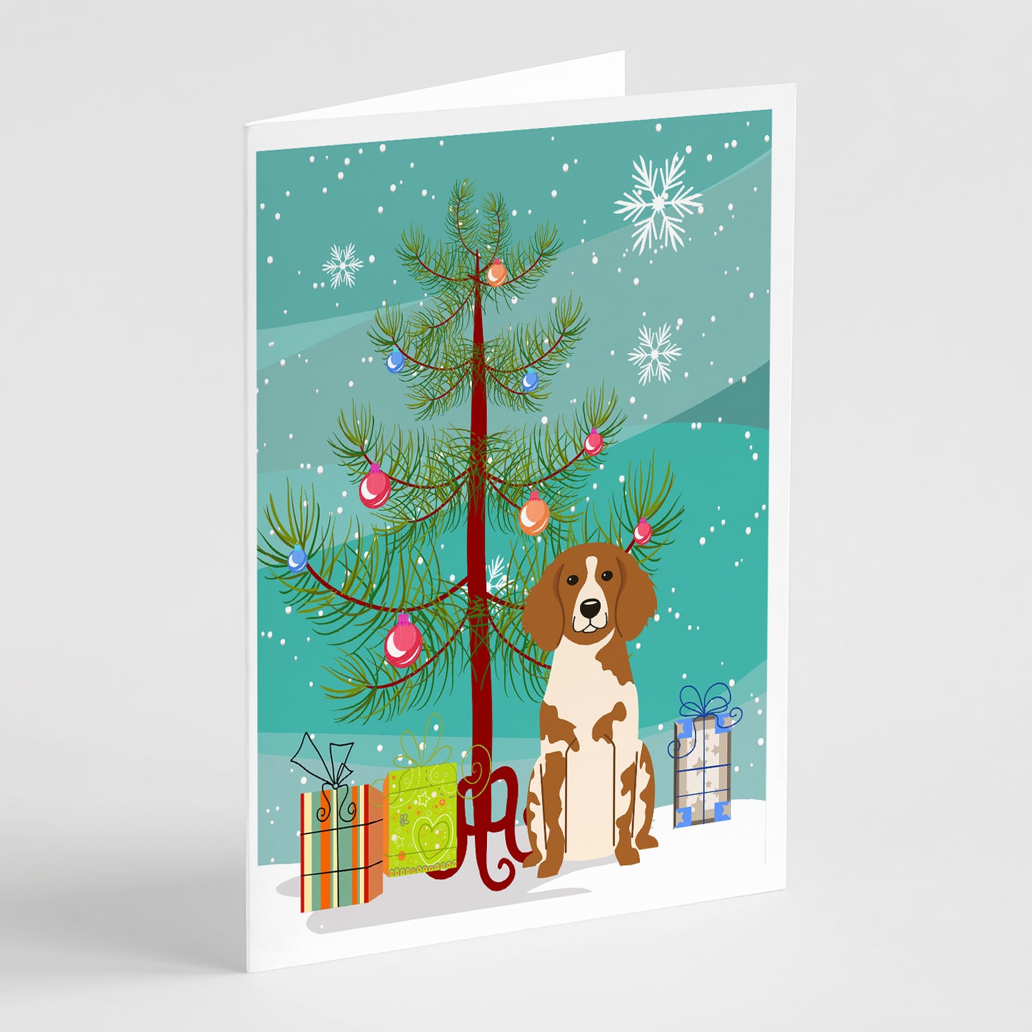 Buy this Merry Christmas Tree Brittany Spaniel Greeting Cards Pack of 8