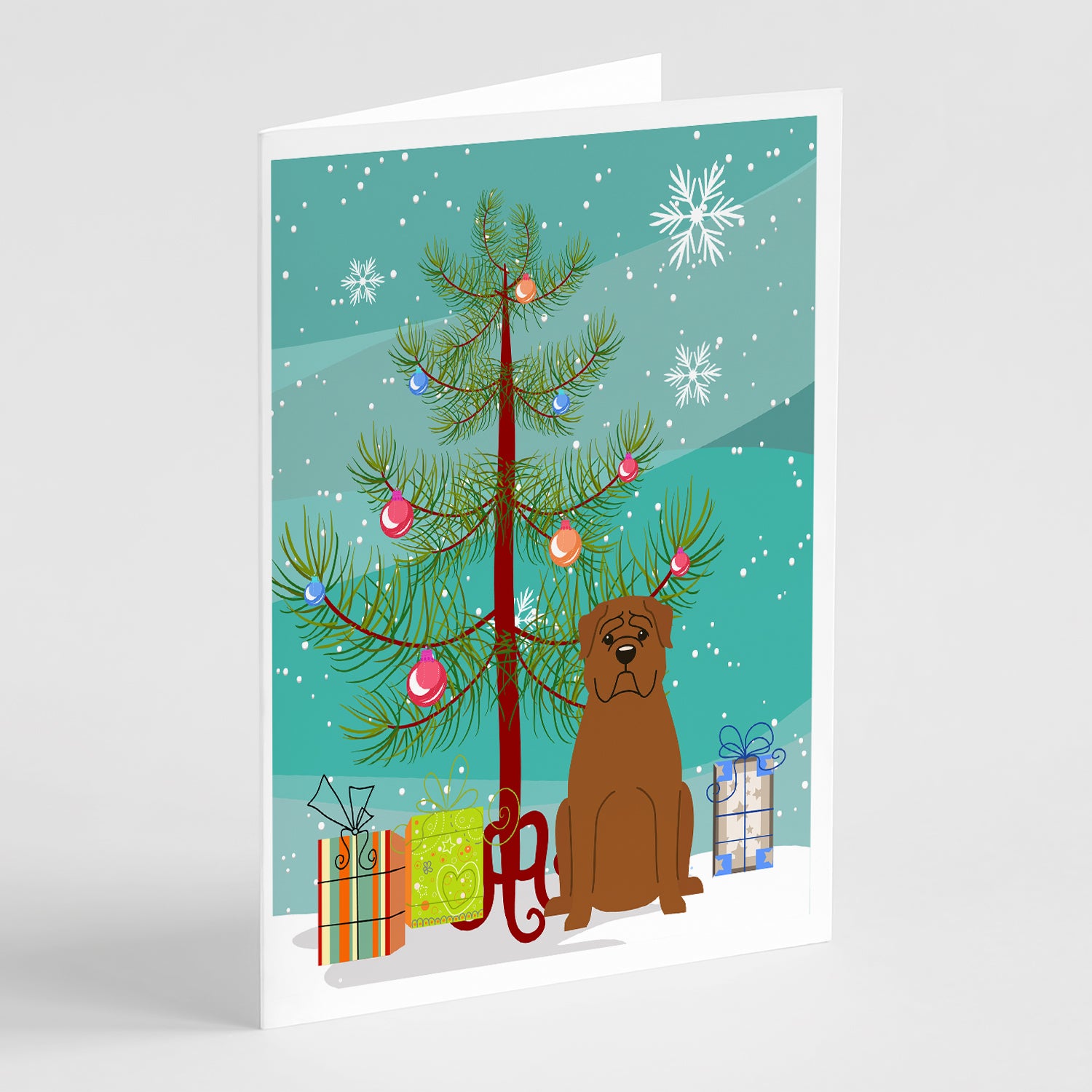 Buy this Merry Christmas Tree Dogue de Bourdeaux Greeting Cards Pack of 8