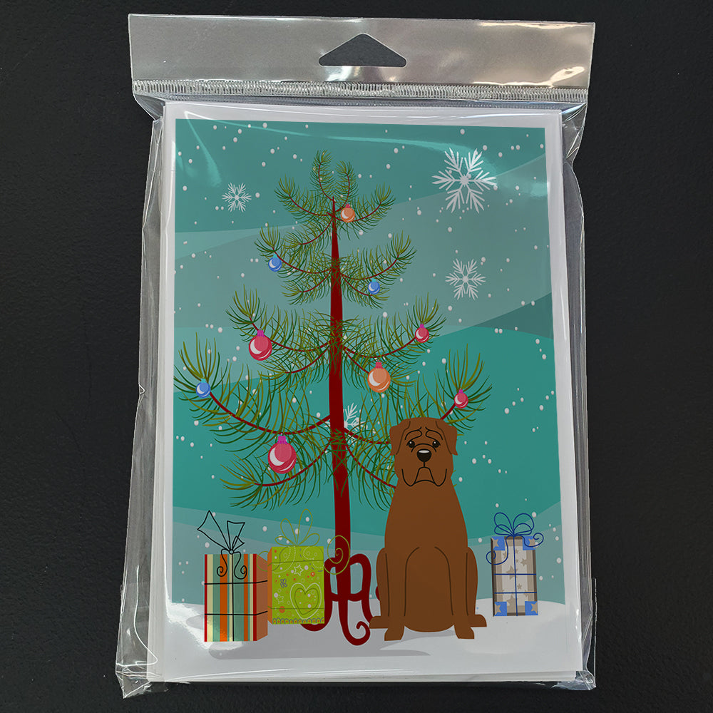 Merry Christmas Tree Dogue de Bourdeaux Greeting Cards Pack of 8