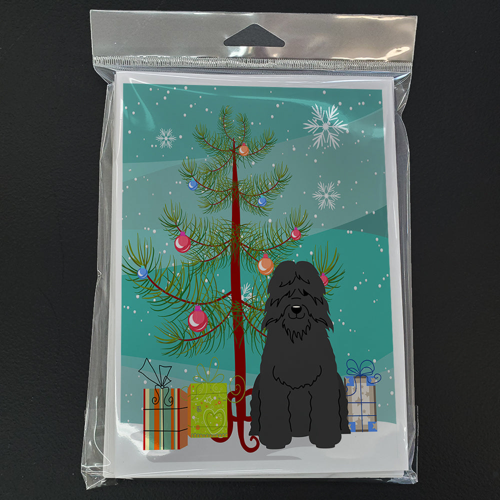 Merry Christmas Tree Bouvier des Flandres Greeting Cards Pack of 8