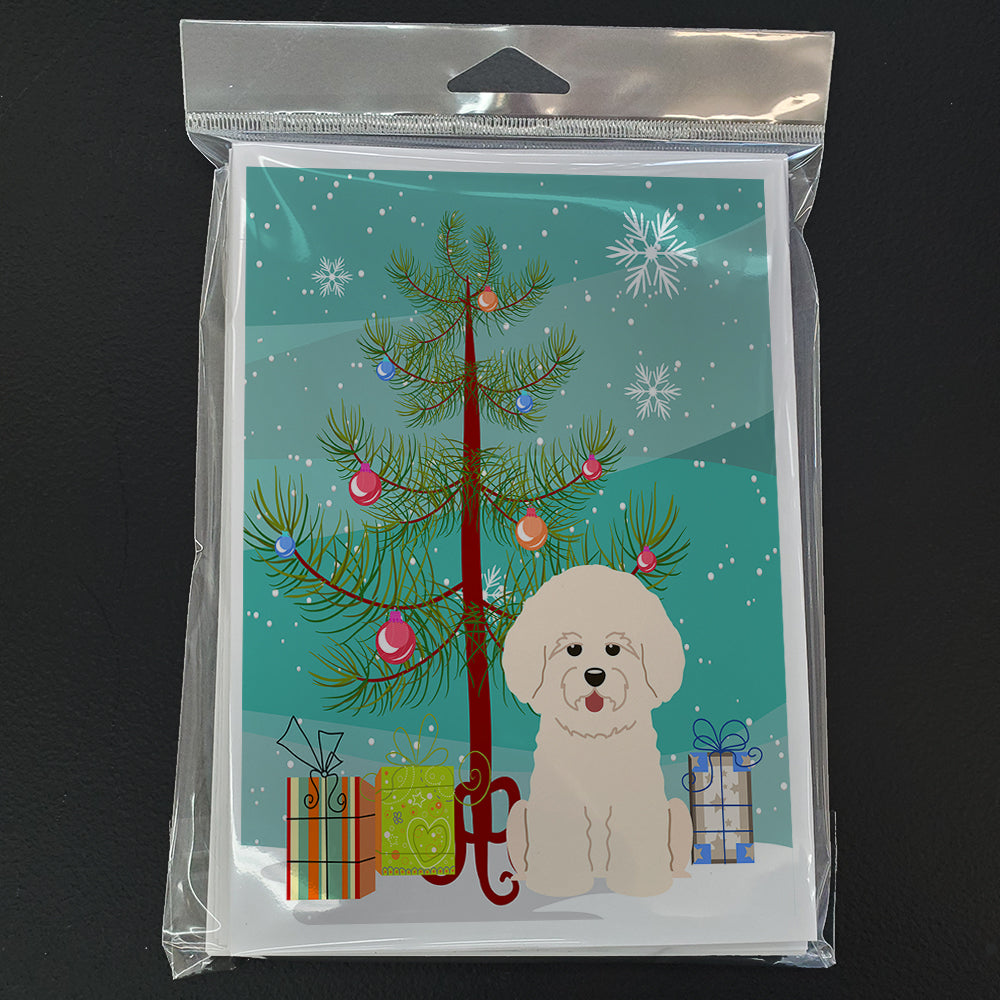 Merry Christmas Tree Bichon Frise Greeting Cards Pack of 8