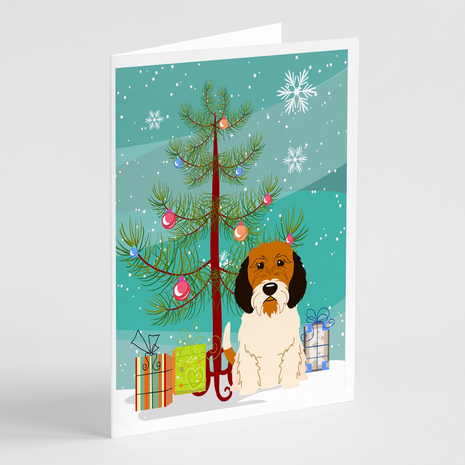Buy this Merry Christmas Tree Petit Basset Griffon Veenden Greeting Cards Pack of 8