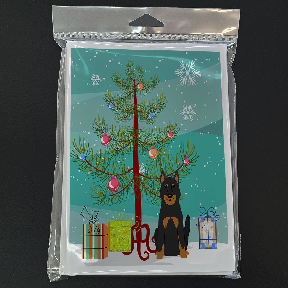 Merry Christmas Tree Beauce Shepherd Dog Greeting Cards Pack of 8