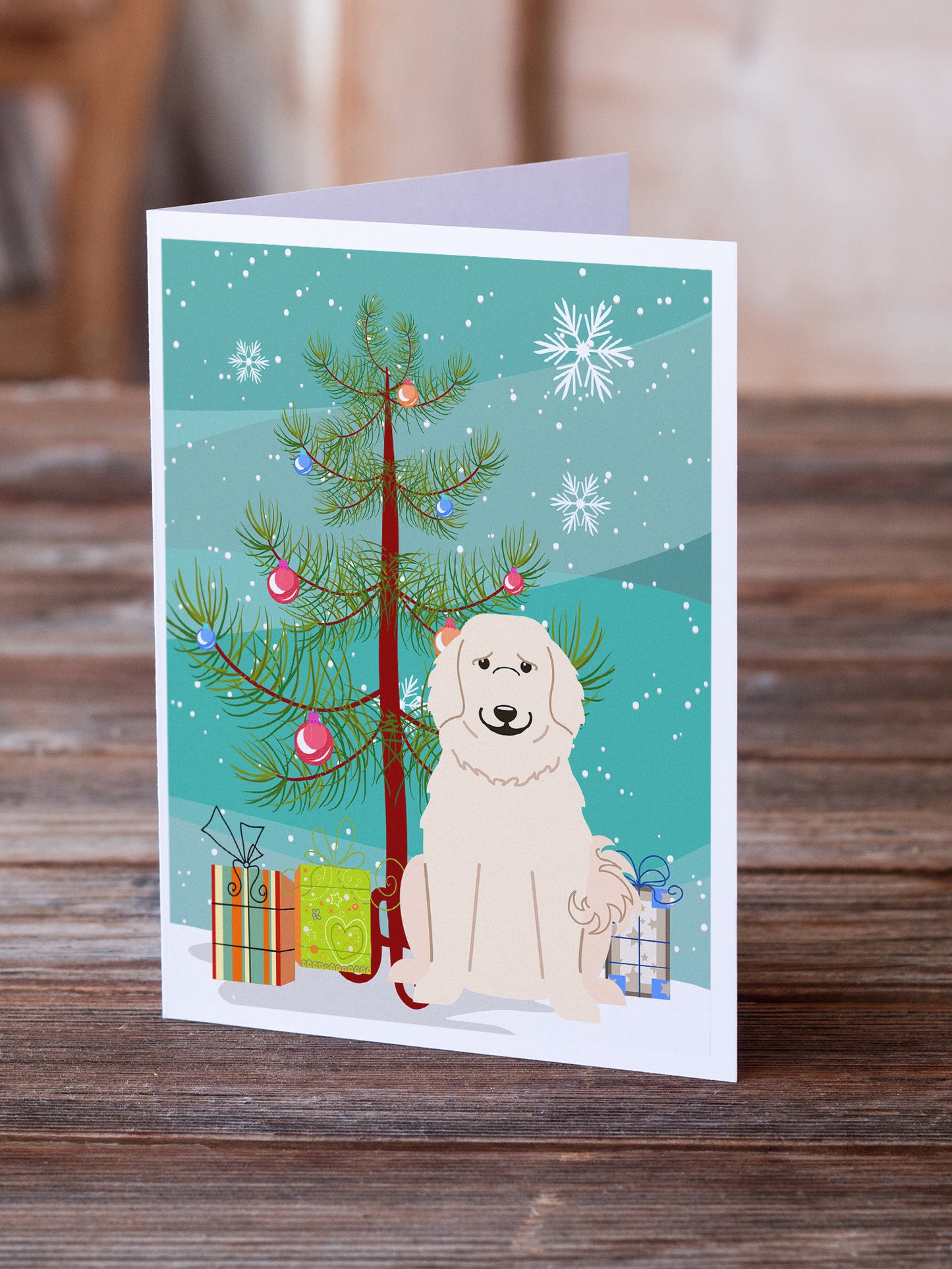 Merry Christmas Tree Great Pyrenese Greeting Cards Pack of 8
