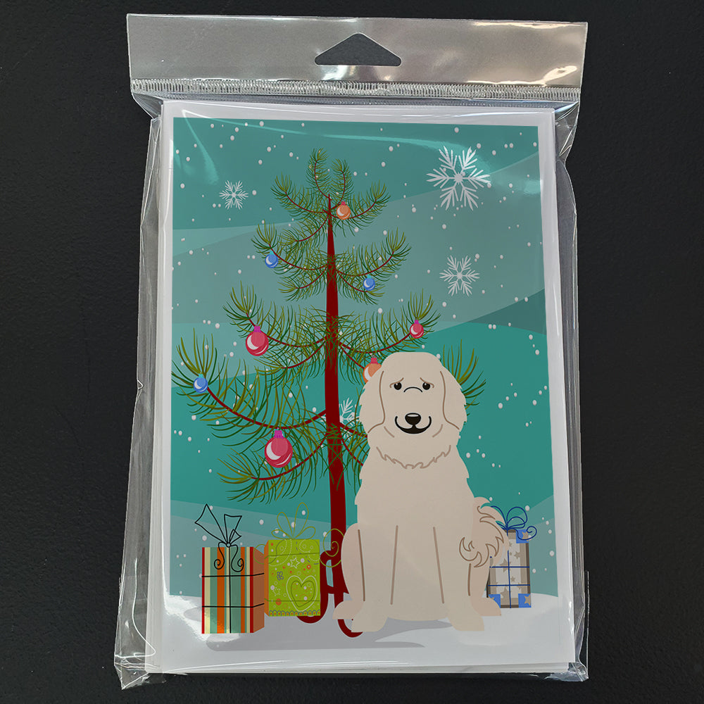 Merry Christmas Tree Great Pyrenese Greeting Cards Pack of 8