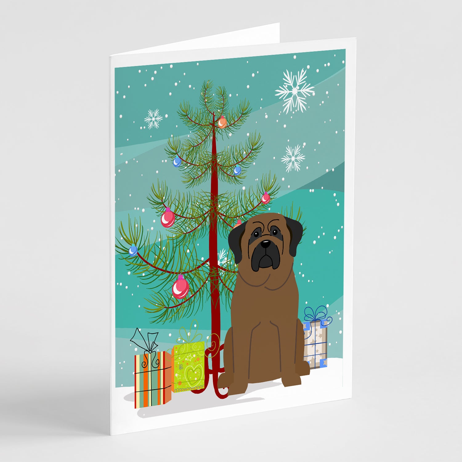 Buy this Merry Christmas Tree Bullmastiff Greeting Cards Pack of 8