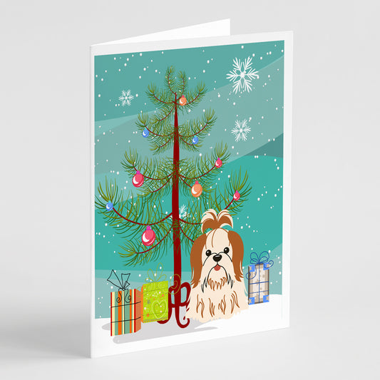 Buy this Merry Christmas Tree Shih Tzu Red White Greeting Cards Pack of 8