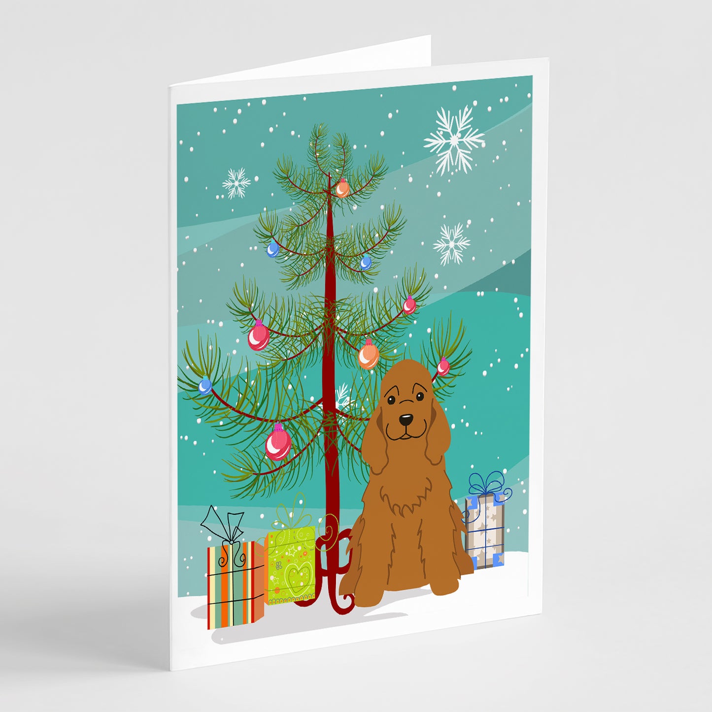 Buy this Merry Christmas Tree Cocker Spaniel Red Greeting Cards Pack of 8