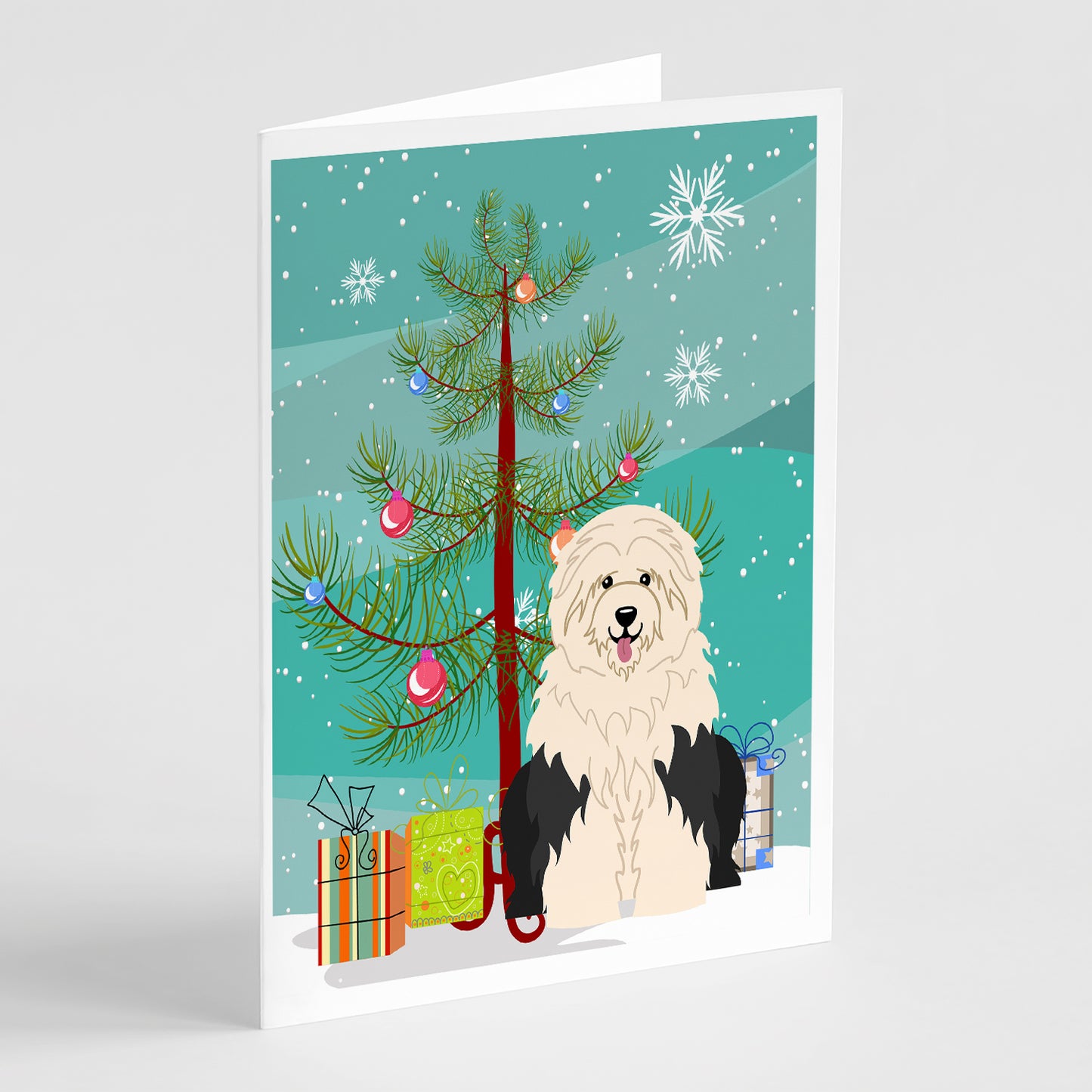 Buy this Merry Christmas Tree Old English Sheepdog Greeting Cards Pack of 8
