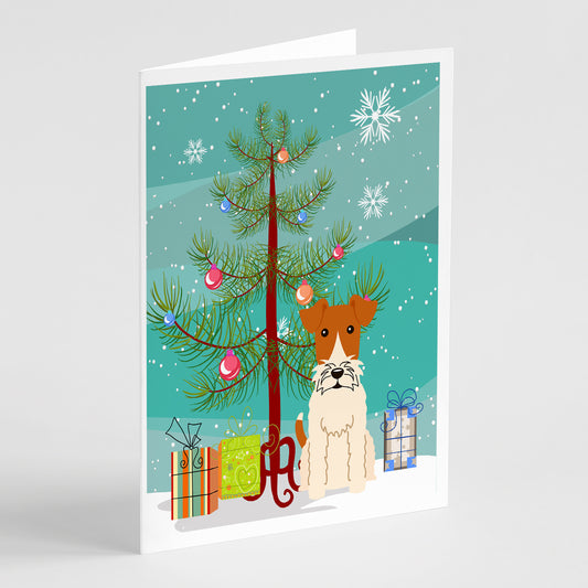 Buy this Merry Christmas Tree Wire Fox Terrier Greeting Cards Pack of 8