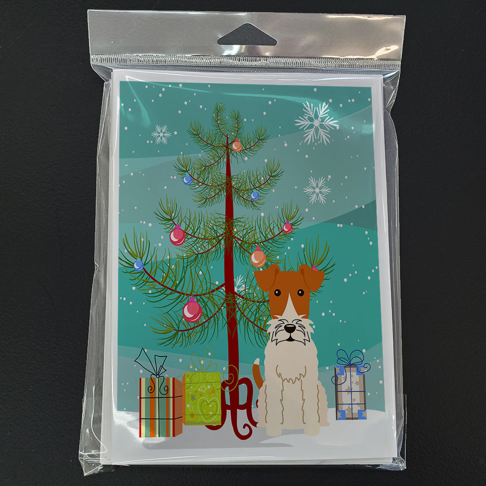 Merry Christmas Tree Wire Fox Terrier Greeting Cards Pack of 8