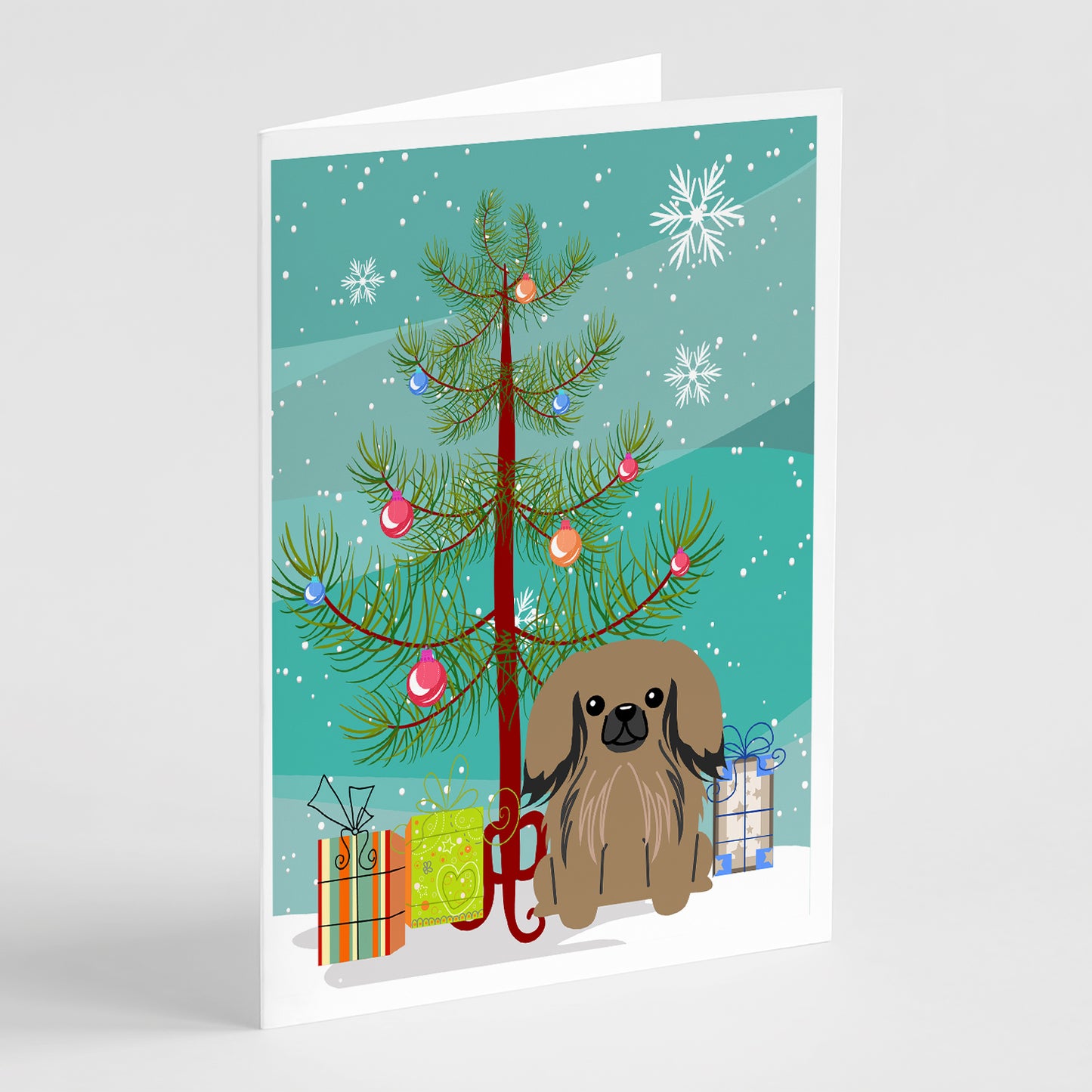 Buy this Merry Christmas Tree Pekingese Tan Greeting Cards Pack of 8