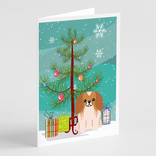 Buy this Merry Christmas Tree Pekingese Red White Greeting Cards Pack of 8