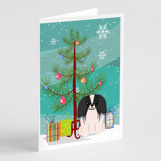 Buy this Merry Christmas Tree Pekingese Black White Greeting Cards Pack of 8