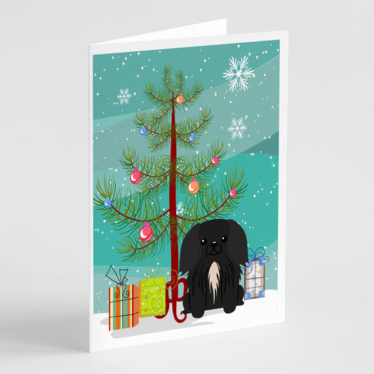 Buy this Merry Christmas Tree Pekingese Black Greeting Cards Pack of 8