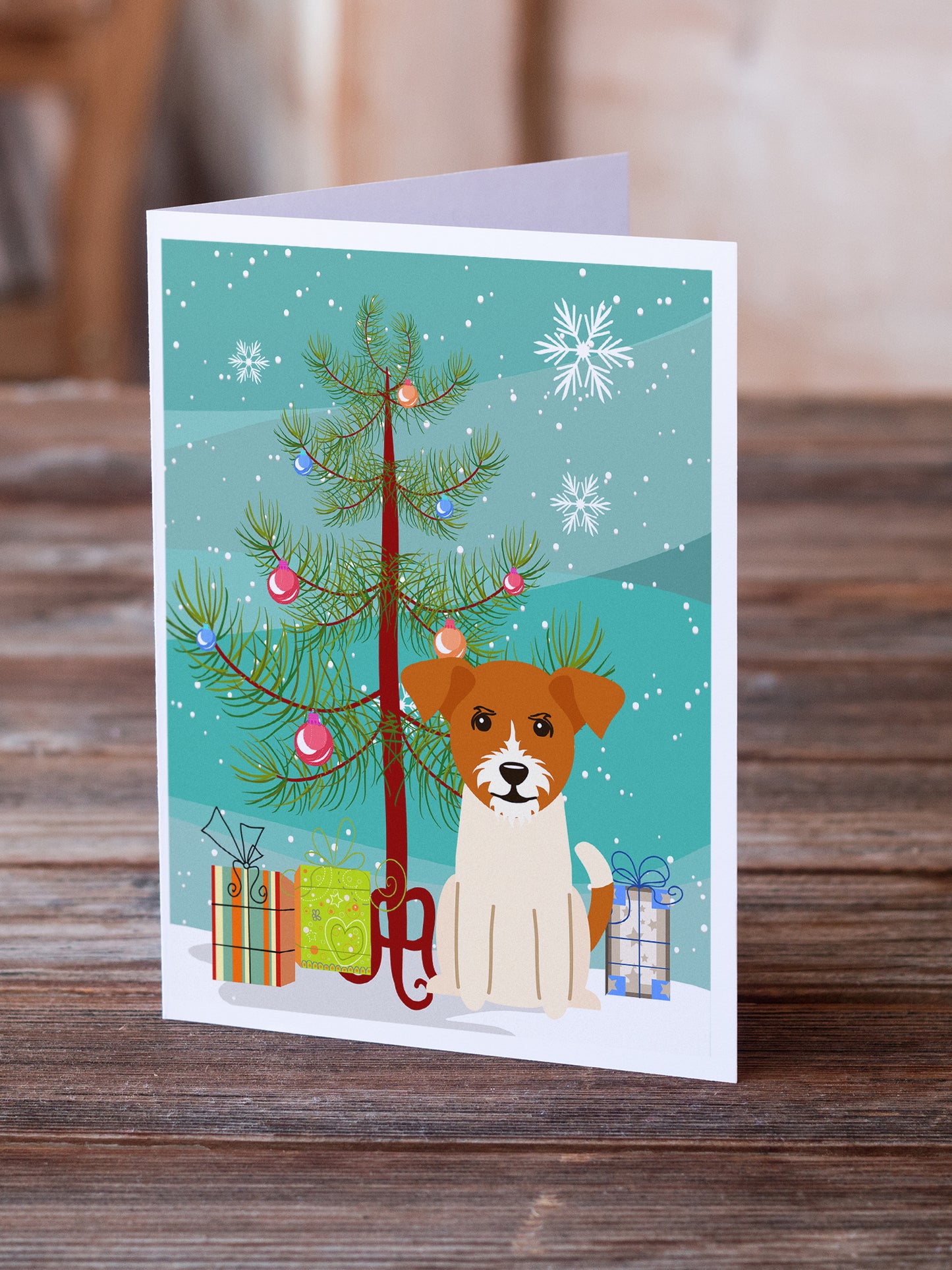 Merry Christmas Tree Jack Russell Terrier Greeting Cards Pack of 8