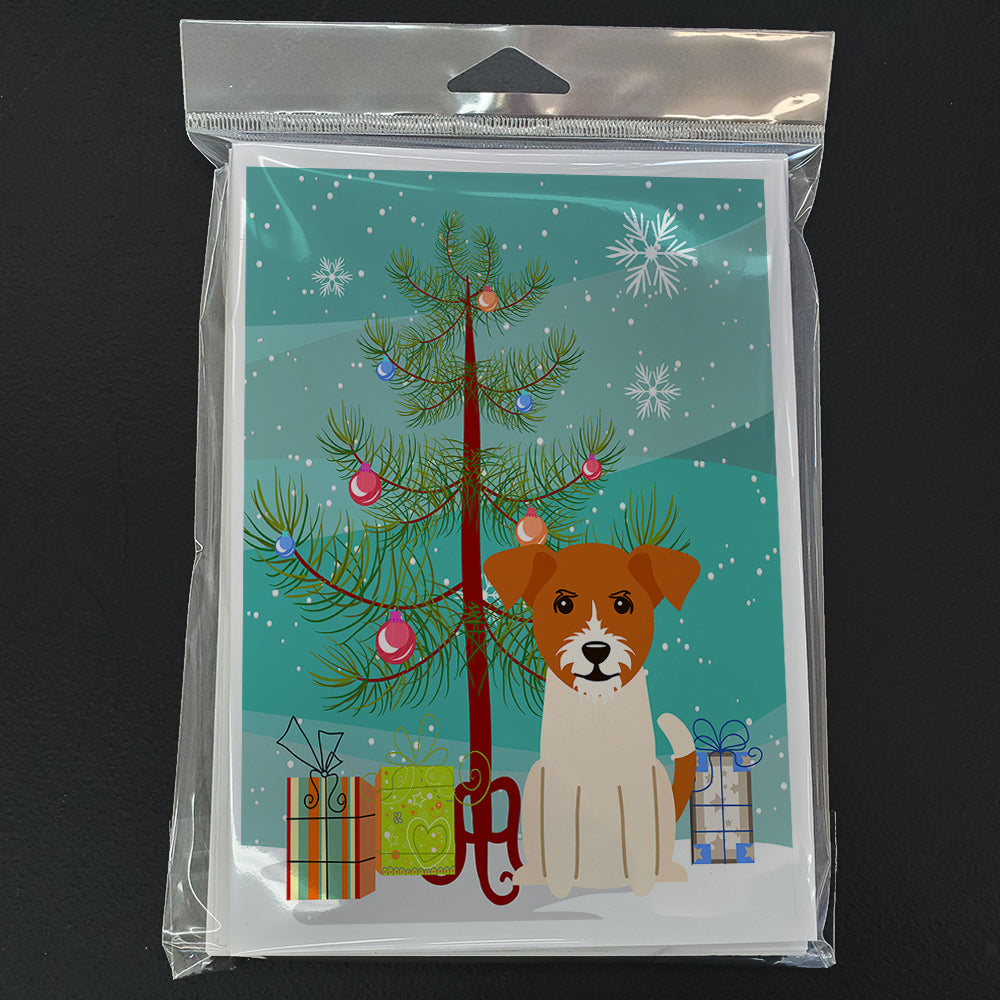 Merry Christmas Tree Jack Russell Terrier Greeting Cards Pack of 8